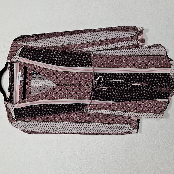 INTERMIX Purple 100% Silk Bohemian Coquette V-Neck Long Sleeve Romper Size 2 - Picture 2 of 15